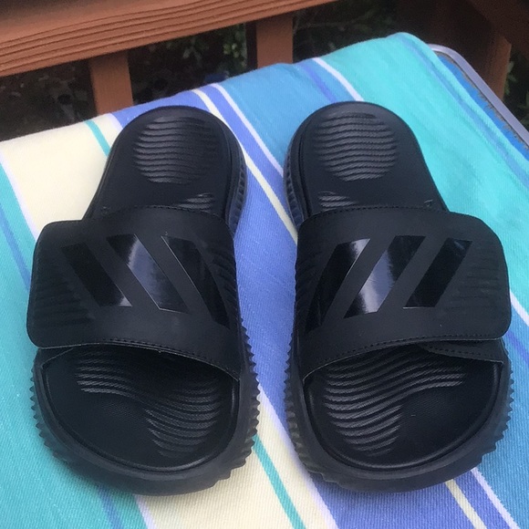 Adidas Bounce Black Slides Sz 7 - Picture 5 of 8